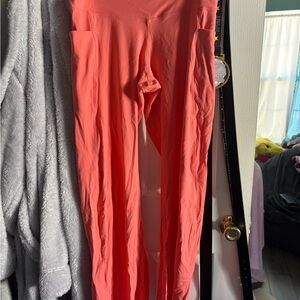 Coral High-Waisted Leggings